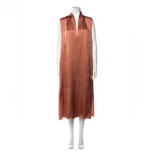 Vince Silk Drape Neck Flowy Sleeveless Midi Dress | Size L